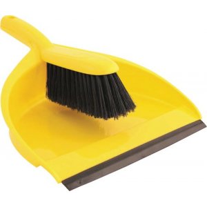 Yellow Plastic Dustpan and Broom Set